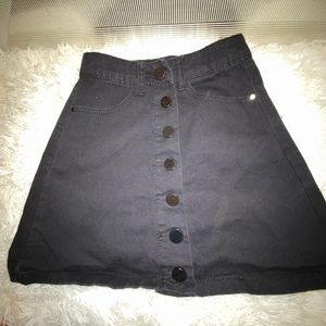 Black denim skirt